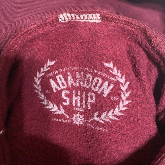 Abandon Ship Sad Boy Social Club Pullover L Cotton Red Hoodie - Picture 5 of 7